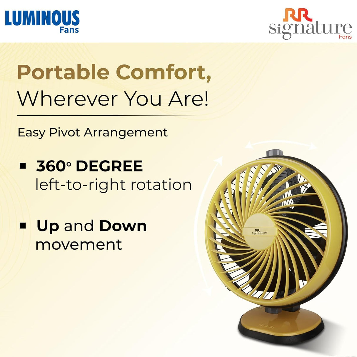 RR Signature Budy Hush Silent 230 mm Table Fan (Sporty Yellow)