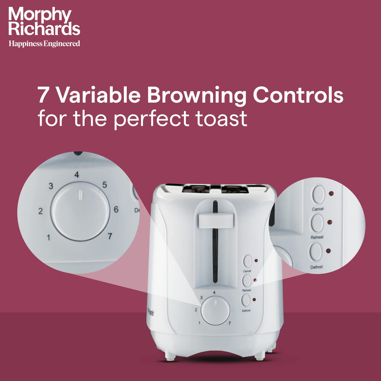 Morphy Richards at 402 1450Watts 4-Slice Automatic Pop-Up Toaster(White)