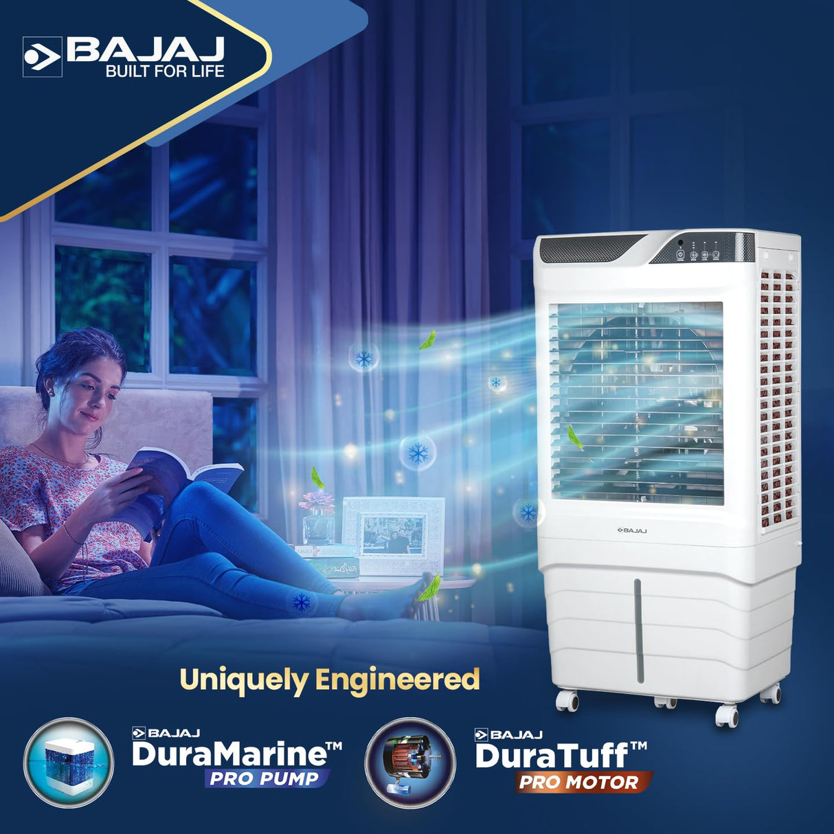 Bajaj Shield Series Elevate 90 Litre Digi Air cooler (White)