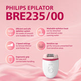 Philips BRE235/00 Corded Epilator for gentle hair removal (White/Pink)