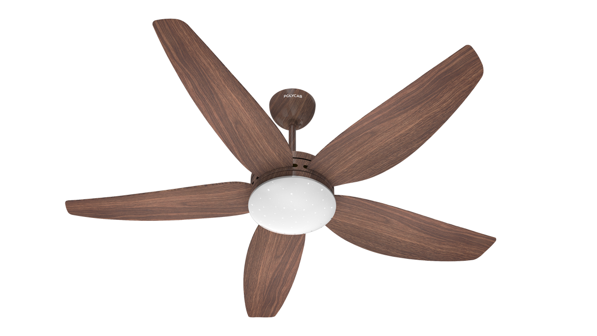 Polycab Divina BLDC UL5 1230mm Ceiling Fan (Walnut Wood)