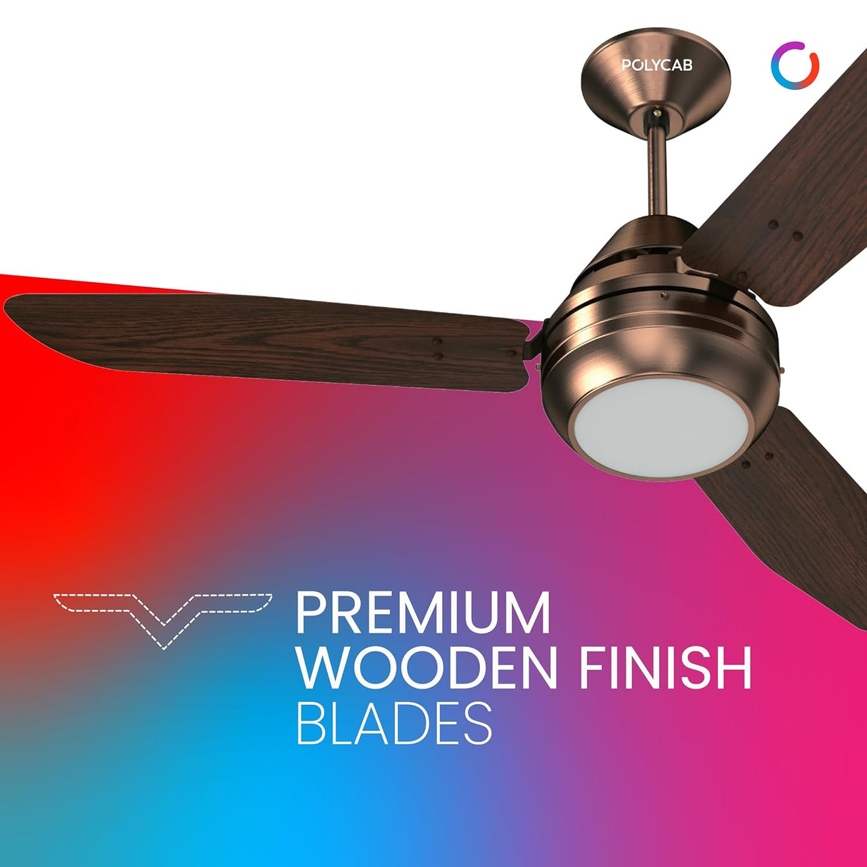 Polycab Superia SP01 1200mm Premium Under-light Ceiling fan (Antique Copper Rosewood)