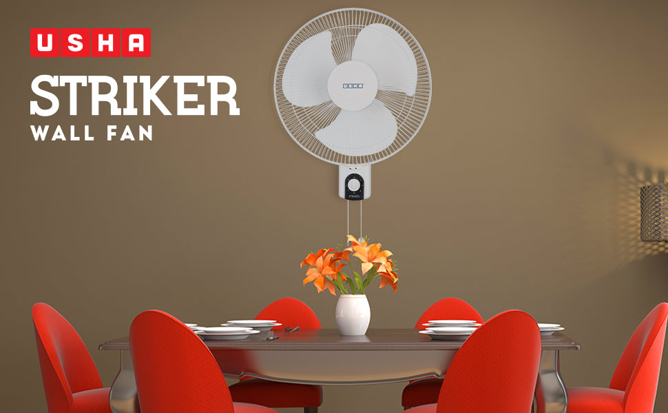 Usha Striker Hi-Speed 400 mm 3 Blades Wall Fan (White)