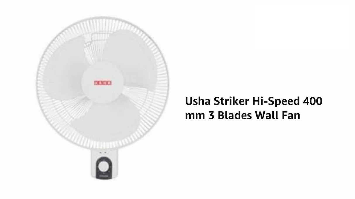 Usha Striker Hi-Speed 400 mm 3 Blades Wall Fan (White)