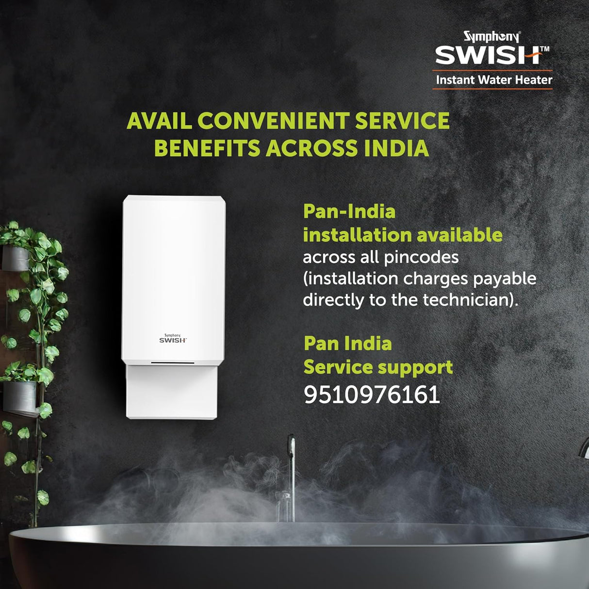 Symphony Swish 3L Instant Water Geyser (White)