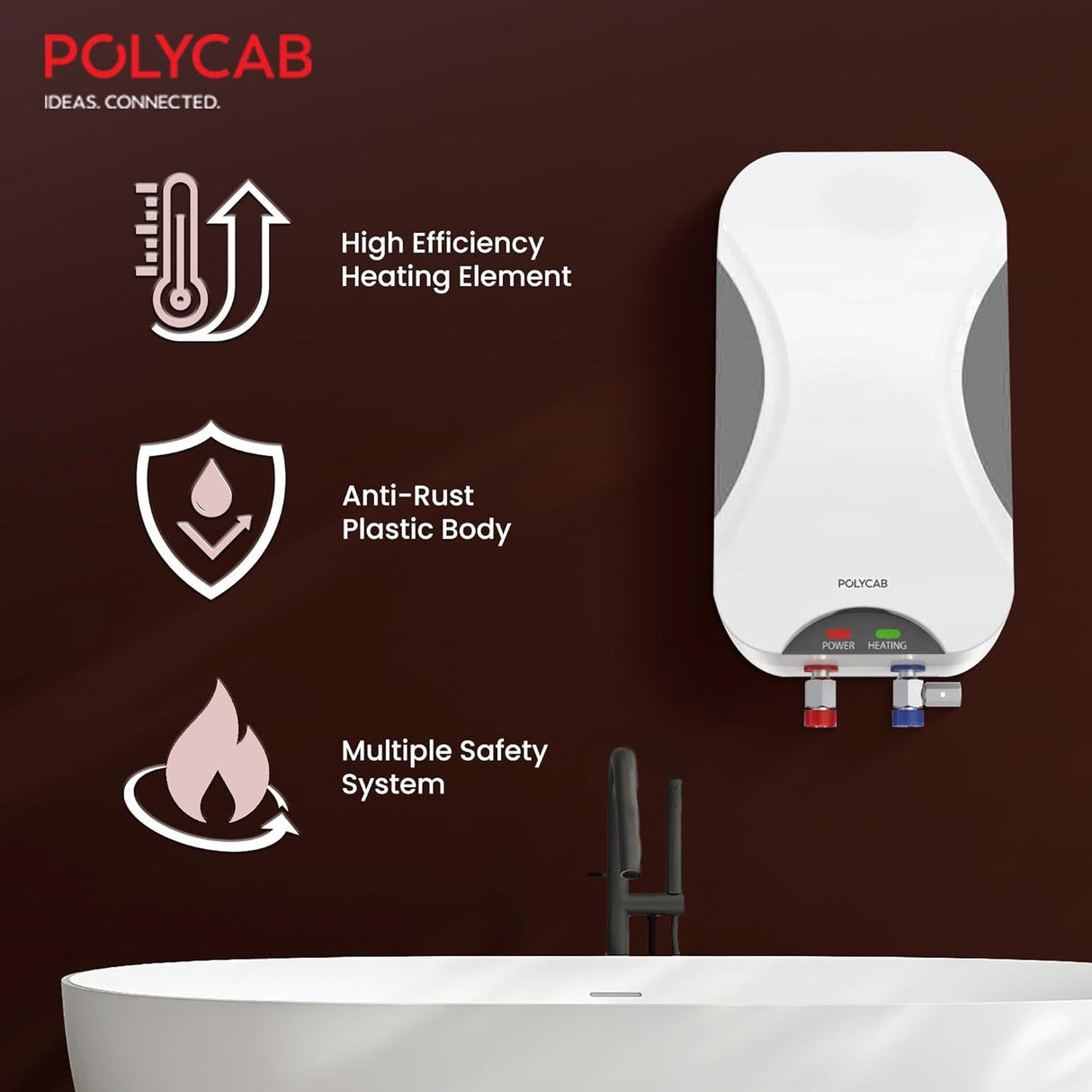 Polycab Eliana 5 litre Electric Instant Geyser (White Grey)