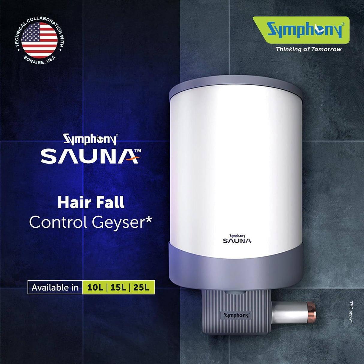 Symphony Sauna 15 Litre Hair Fall Control Water Heater