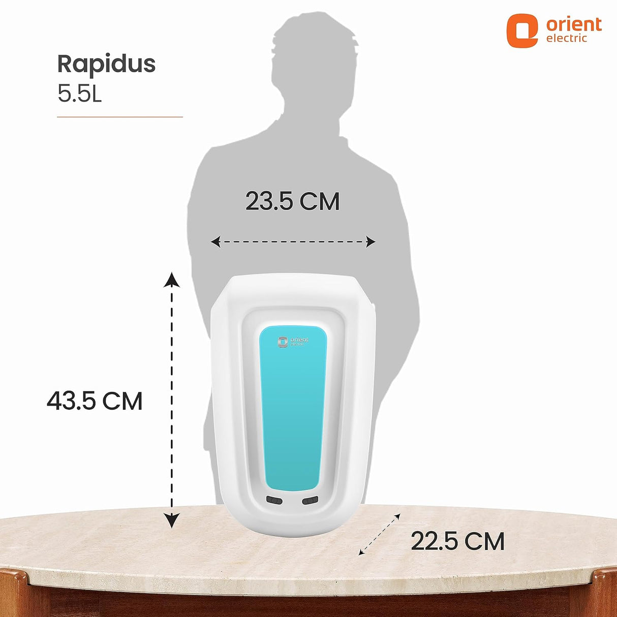 Orient Electric Rapidus 5.5L Instant Water heater (White Blue)