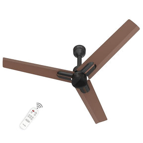 A 1200mm brown copper ceiling fan with five blades and a remote control.
