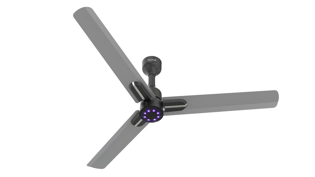 Polycab Wizzy Neo LED 2.0 1200mm BLDC Ceiling Fan with Remote (Classic Grey Copper)