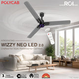 Polycab Wizzy Neo LED 2.0 1200mm BLDC Ceiling Fan with Remote (Classic Grey Copper)