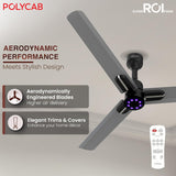 Polycab Wizzy Neo LED 2.0 1200mm BLDC Ceiling Fan with Remote (Classic Grey Copper)