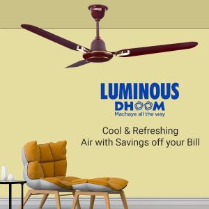LUMINOUS Dhoom 1200MM 1 Star-rated BEE Certified High Speed Ceiling Fan (Brown)